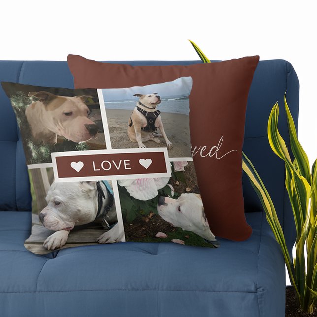 Almofada Colagem de Fotos de Animais de Estimação com Simpa (Modern Sympathy Pet Photos Collage Throw Pillow)