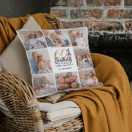 Almofada Colagem de Fotos de Aniversário de 60 anos Avó Mãe