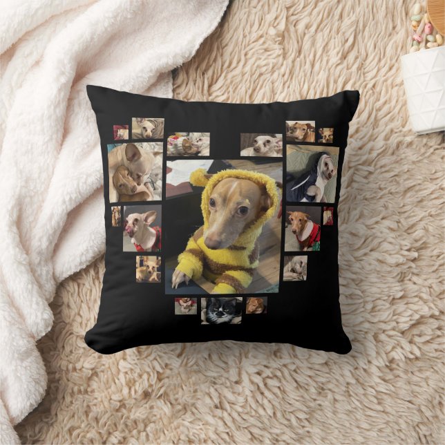 Almofada Colagem de Fotos de Coração Personalizado para Cãe (Cobertor)