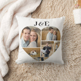 Almofada Colagem de Fotos do Coração em Monograma a Preto e