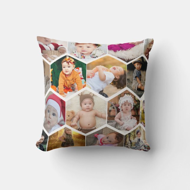 Almofada Colagem de Fotos do Hexagon (Frente)