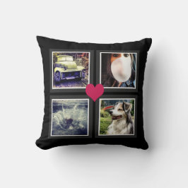 Almofada Colagem de Fotos do Instagram BFFs com Coração
