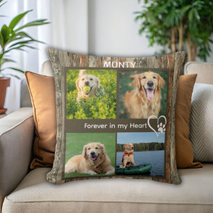 Almofada Colagem de Fotos do Memorial Pet Rustic Personaliz