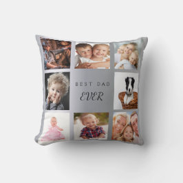 Almofada Colagem de fotos do pai Silver