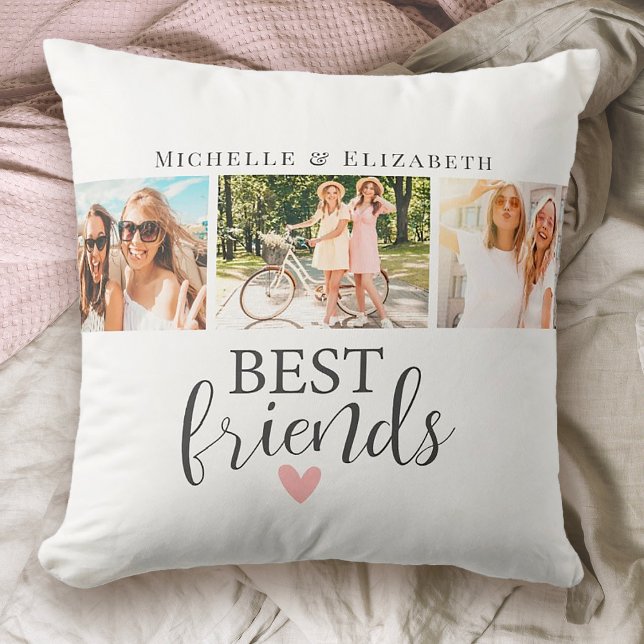 Almofada Colagem de Fotos dos Melhores Amigos Modernos (This pillow makes an awesome gift for your bestie! personalize it with fun photos and your names)