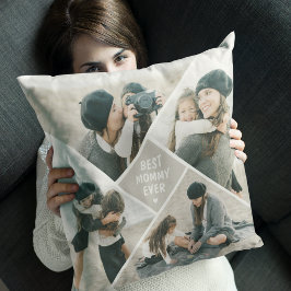 Almofada Colagem de Fotos Moderna 'Best MOM Ever'