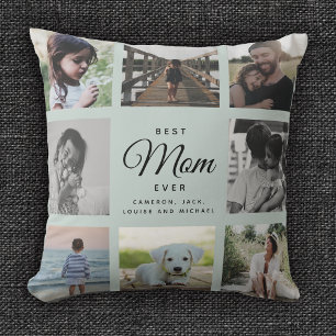 Almofada Colagem de Fotos Moderna da Melhor Mãe Nunca Gree
