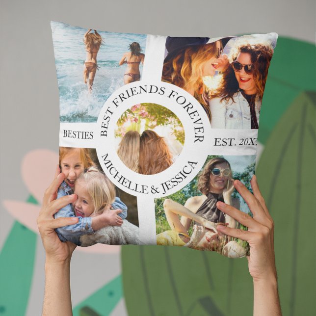 Almofada Colagem de Fotos Moderna dos Melhores Amigos para  (Criador carregado)