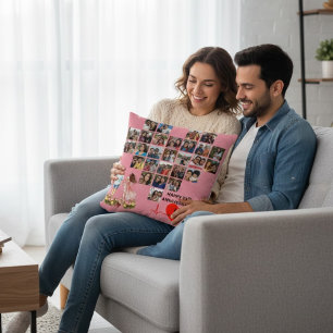 Almofada Colagem de Fotos Personalizada de 25º Aniversário