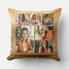 Almofada Colagem de Fotos Personalizada de Feliz Aniversári