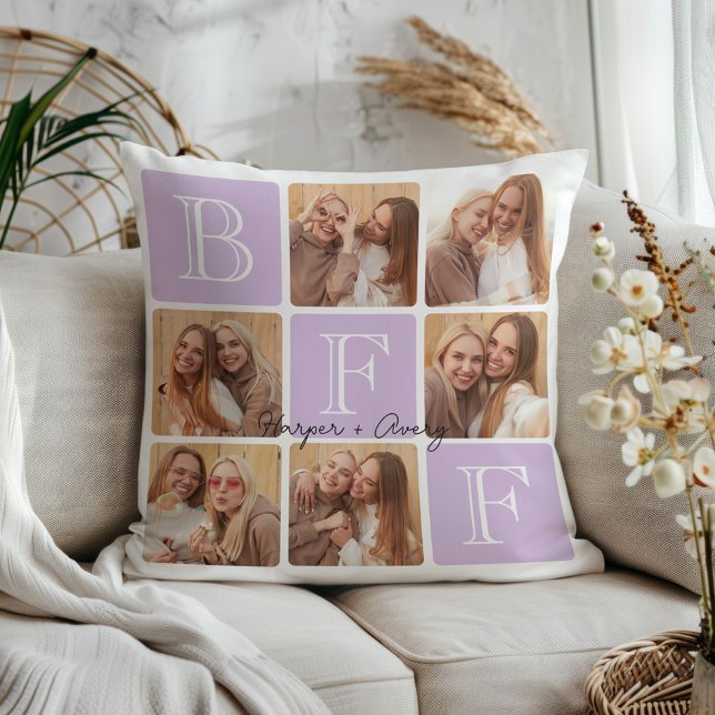 Almofada Colagem de Fotos Personalizada dos Melhores Amigos (Celebrate your unbreakable bond with this "Best Friends Forever" photo pillow! )