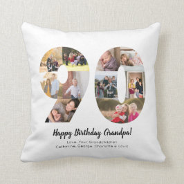 Almofada Colagem de Fotos Simples de Número de 90º Aniversá