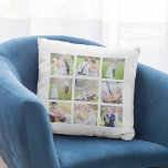Almofada Colagem de Fotos Simples Quadrada Branca Personali<br><div class="desc">Travesseiro com 9 fotos quadradas organizadas em um layout de grade na frente e no verso fazer 18 fotos no total que você pode substituir por suas próprias fotos. Perfeito para recém-casados, guardas familiares, etc. Personalize isso substituindo as fotos de amostra/marcador de posição por suas próprias fotos. *Observe que a...</div>