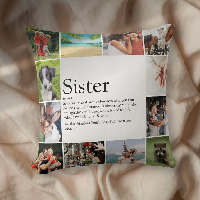 Almofada Colagem de Fotos Sister Definition Modern 12 (Sister Definition Modern 12 Photo Collage Throw Pillow)