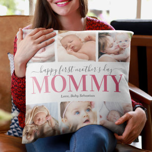 Almofada Colagem de Imagens do Primeiro Dia de as mães