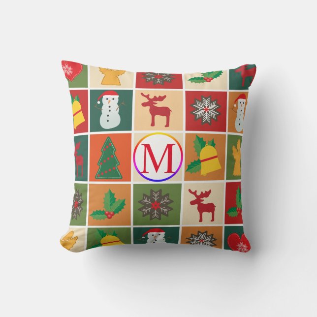 Almofada Colagem de Natal com Monograma (Frente)