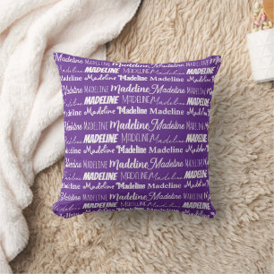 Almofada Colagem de Nome Personalizável Roxo bonito