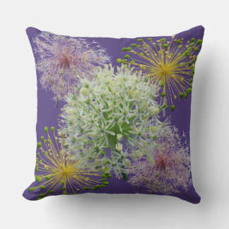 Almofada Colagem Flor de Alho Branco Estética