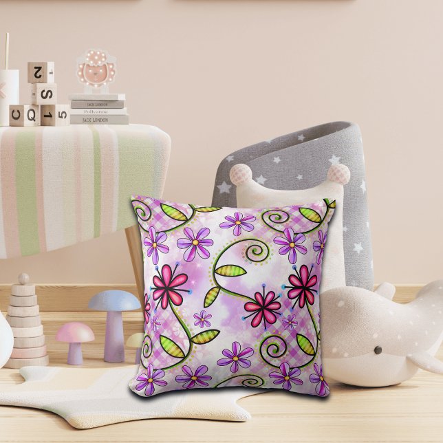 Almofada Colagem Floral do Arco-Íris Holográfico (Criador carregado)