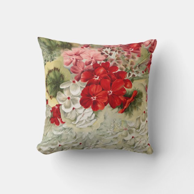 Almofada Colagem floral rosa de marfim rosa Shabby (Frente)