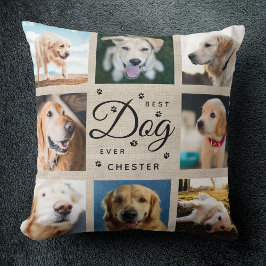 Almofada Colagem Fotográfica de Pet do Cão Moderno Linen Pa
