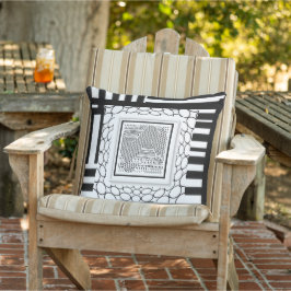 Almofada Colagem Geográfica Branca Preta