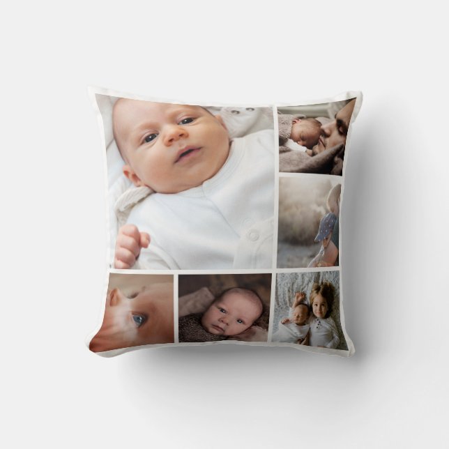 Almofada Colagem personalizada da foto do monograma (Frente)
