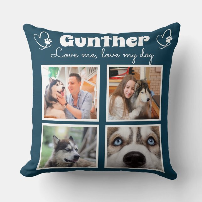 Almofada Colagem personalizada de amantes de cães 4 (Frente)
