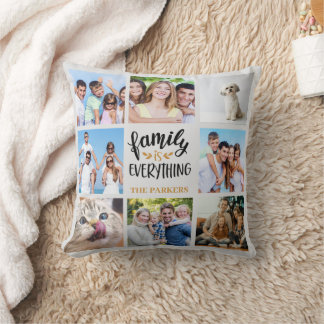 Almofada Colagem Personalizada de Fotos "Família é Tudo"
