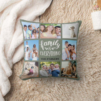 Almofada Colagem Personalizada de Fotos "Família é Tudo"