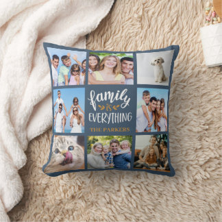 Almofada Colagem Personalizada de Fotos "Família é Tudo"
