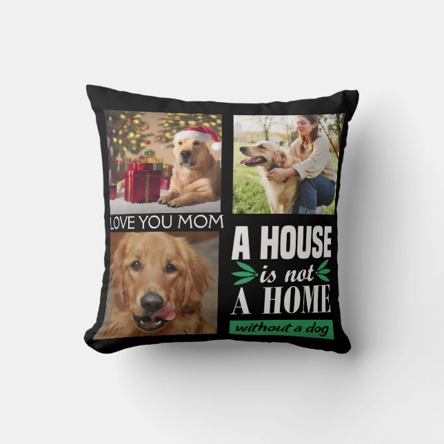 Almofada Colagem personalizada de três fotos modernas do cã (Frente)