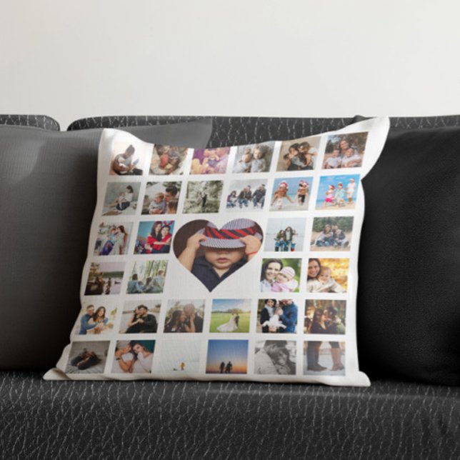 Almofada Colagem Personalizada Personalizada Feita de Model (33 Photo Template Personalized Custom Made Collage Throw Pillow by Ricaso. Photo gift ideas )