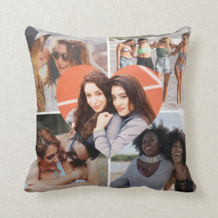 Almofada Colagem Personalizada Simples do Coração Fotogr