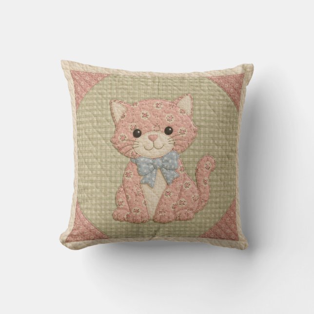 Almofada Colcha de Gatinho Rosa (Frente)