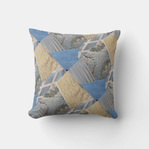 Almofada Colcha Louca em Dourado e Azul Turquesa