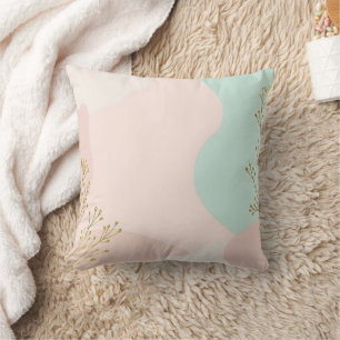 Almofada Coleção Abstrata Moderna Rosa Bege e Verde Menta
