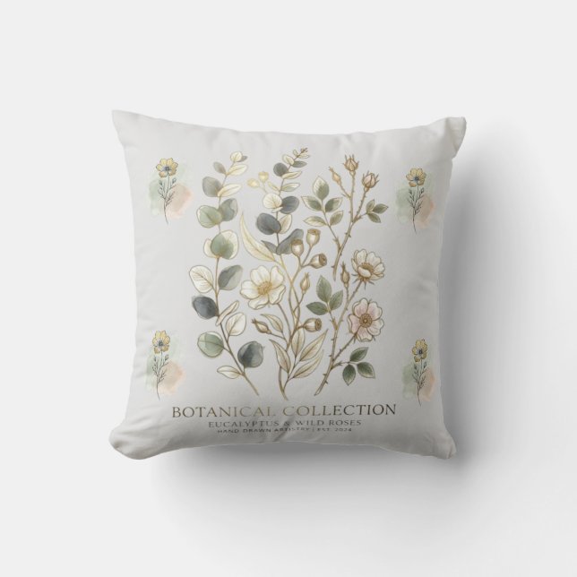 Almofada Coleção Botânica Ethereal Gold & Sage (Frente)