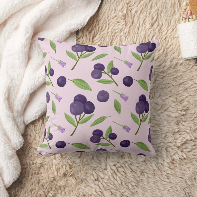 Almofada Coleção de padrões da cesta de fruta - Airelas azu (Cobertor)