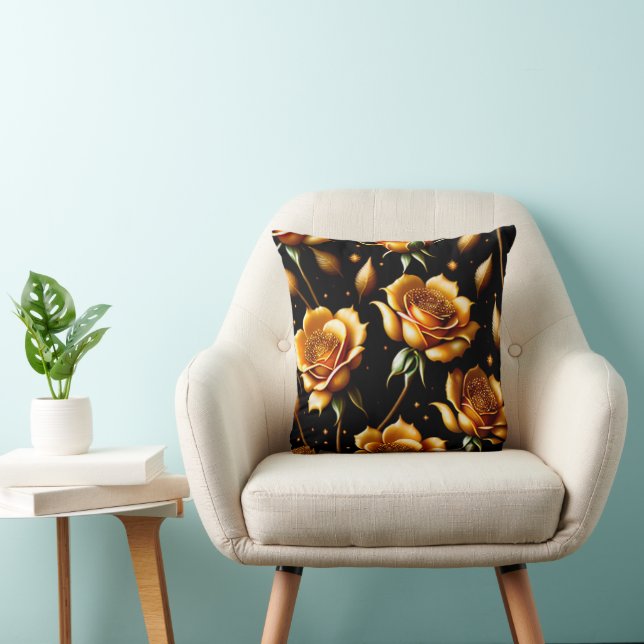 Almofada Coleção Dourada de Rosa de Luxo Moderno (Cadeira)