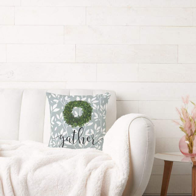 Almofada Coletar Script Simples de Terra Verde Floral (Sofá)