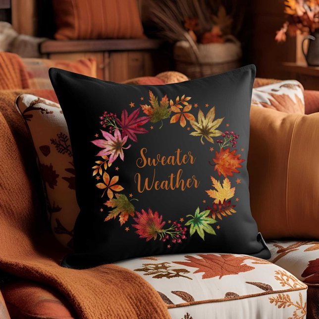 Almofada Colheita de Folhas de outono de Clima Doce (Sweather Weather Autumn Fallen Leaves Harvest Throw Pillow)