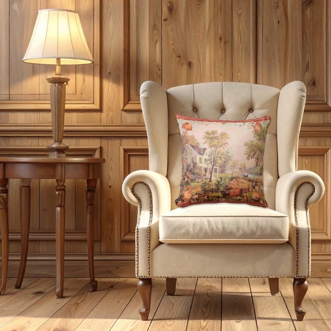 Almofada Colheita Doméstica Agricultores de Ação de Graças (Criador carregado)