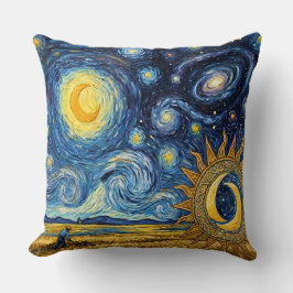 Almofada Colheita Estelar ao Estilo de Van Gogh Campo de Tr