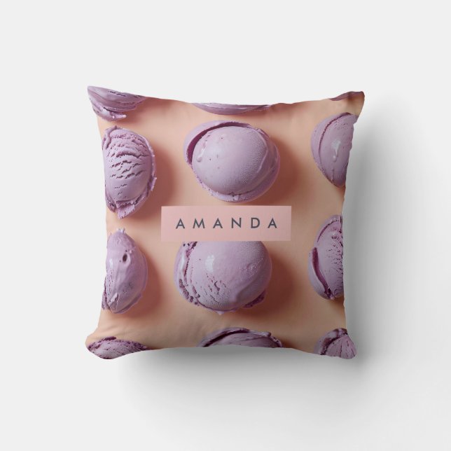 Almofada Colher de Sorvete Roxo Personalizada (Frente)