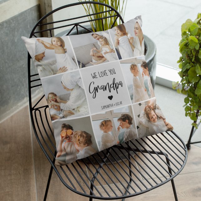 Almofada Collage Photo | Amo-Te, Avô, Presente (Criador carregado)
