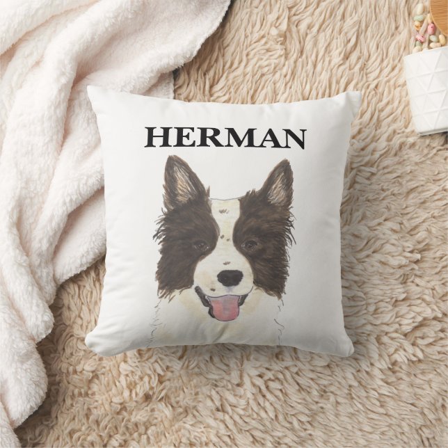 Almofada Collie de Borda Personalizada (Cobertor)