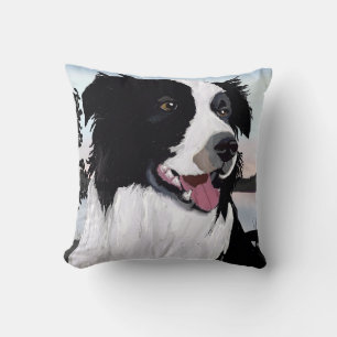 Almofada Collie Preto e Branco ao nascer do Sol por Água