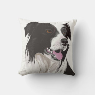 Almofada Collie preto e branco bonito com olhos marrons