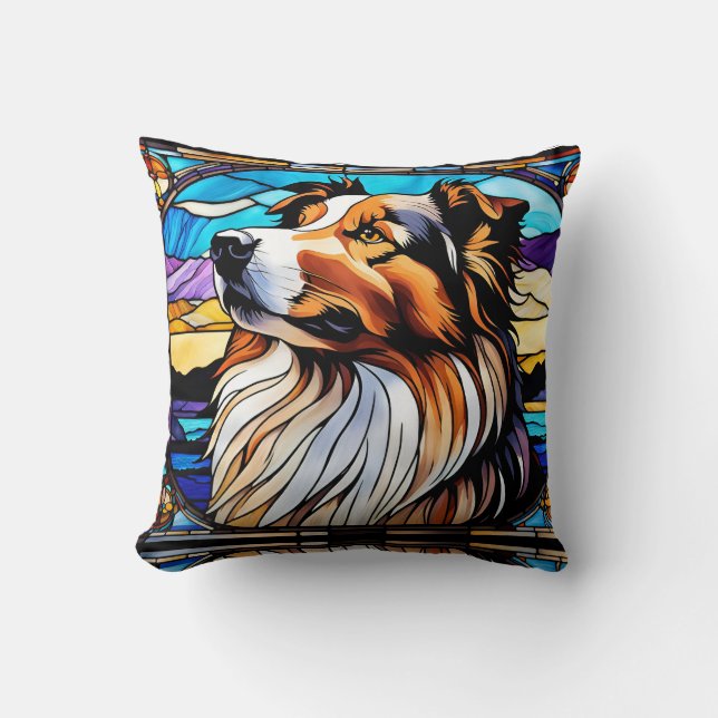 Almofada Collie StainGlass look (Frente)